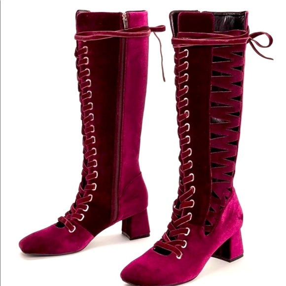 Knee high velvet boots - Picture 1 of 4
